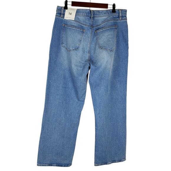 NEW Ann Taylor Straight Jeans Sz 14 Light Indigo Blue Wash Stretch Denim 28" Ins - Picture 6 of 16